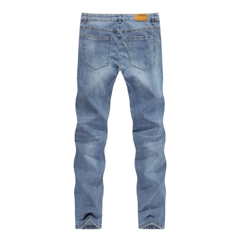 West Louis Men Business Casual Straight Denim Jeans
