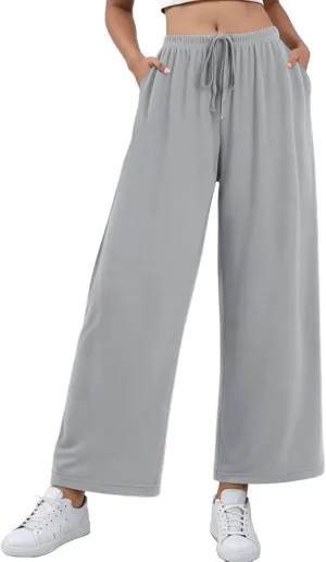 Women Dressy Wide Leg Pants Linen Blend Business Casual Palazzo Trousers with Side Pockets