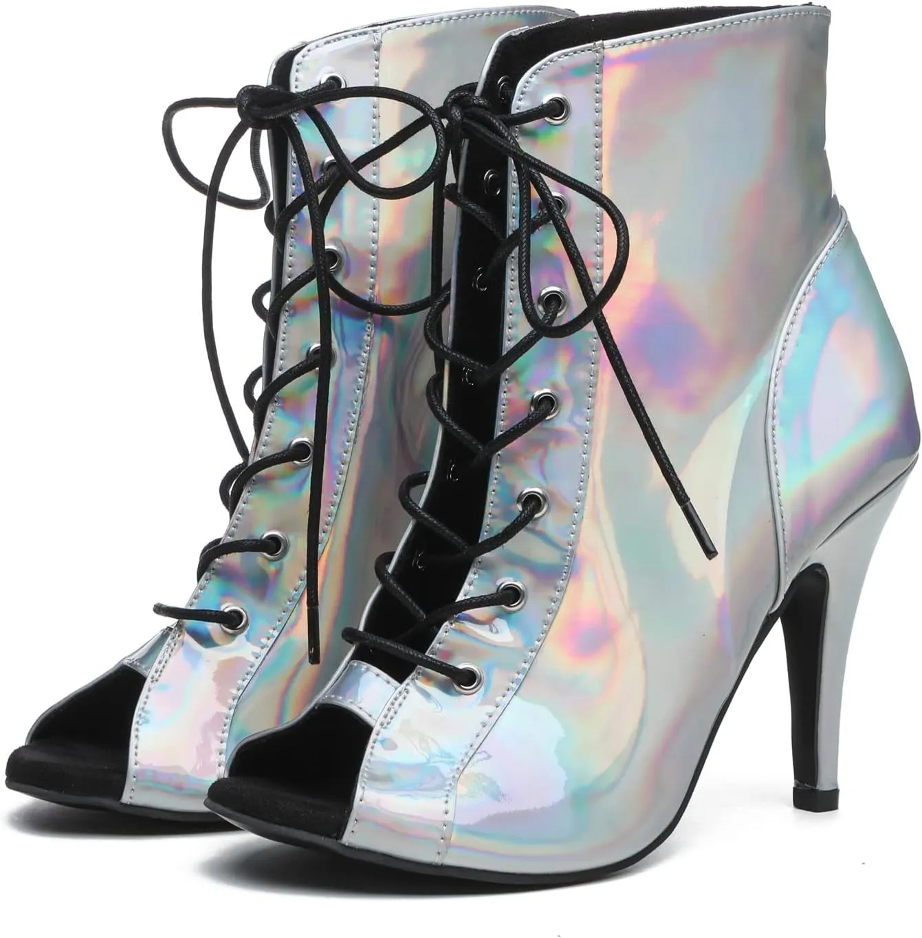 Womens Girls Latin Dance Shoes Lace-up Ballroom Dancing Ankle Boots Evening Sandals