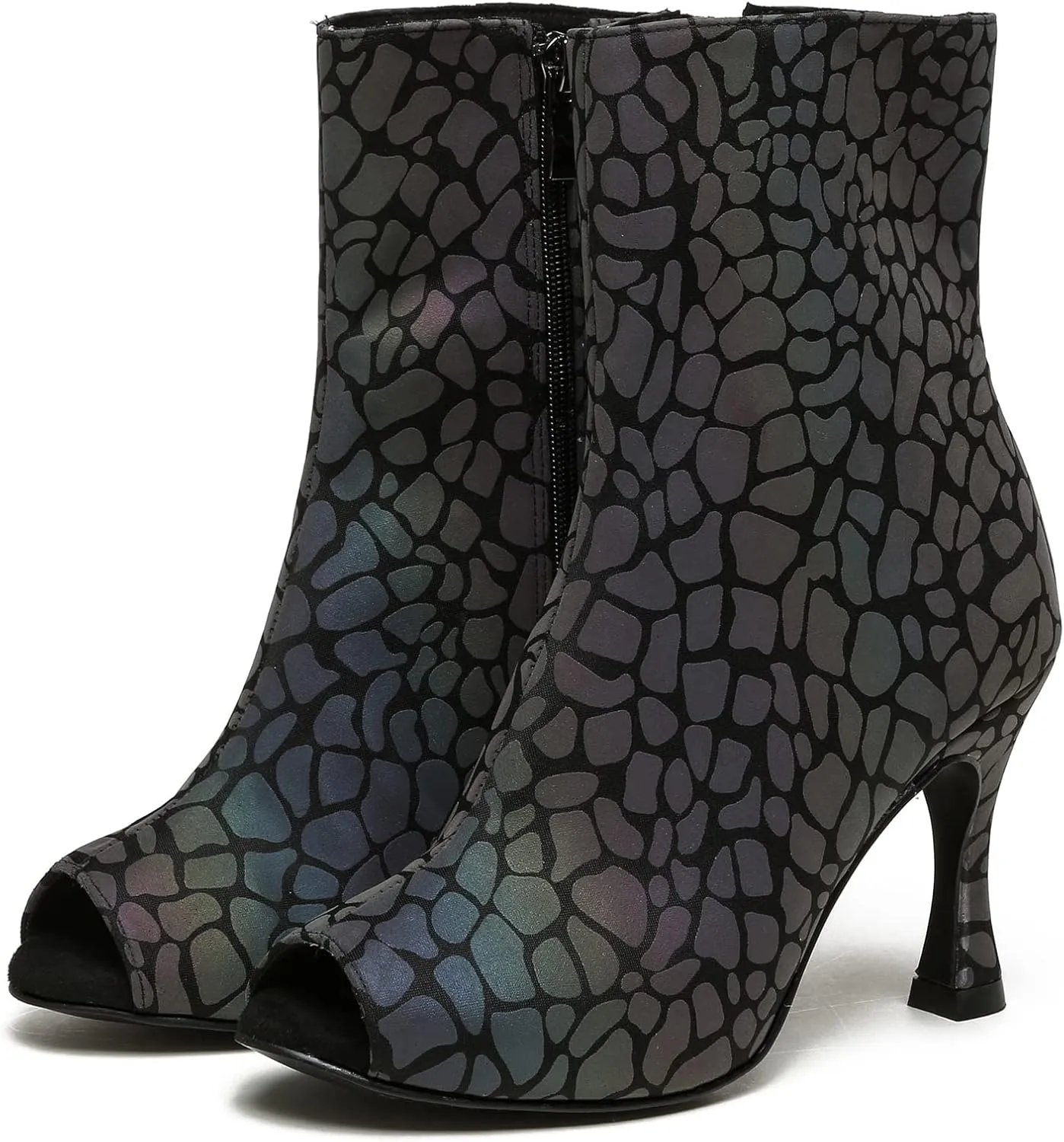 Womens Girls Party Dance Shoes Peep Toe Ballroom Dancing Ankle Booties