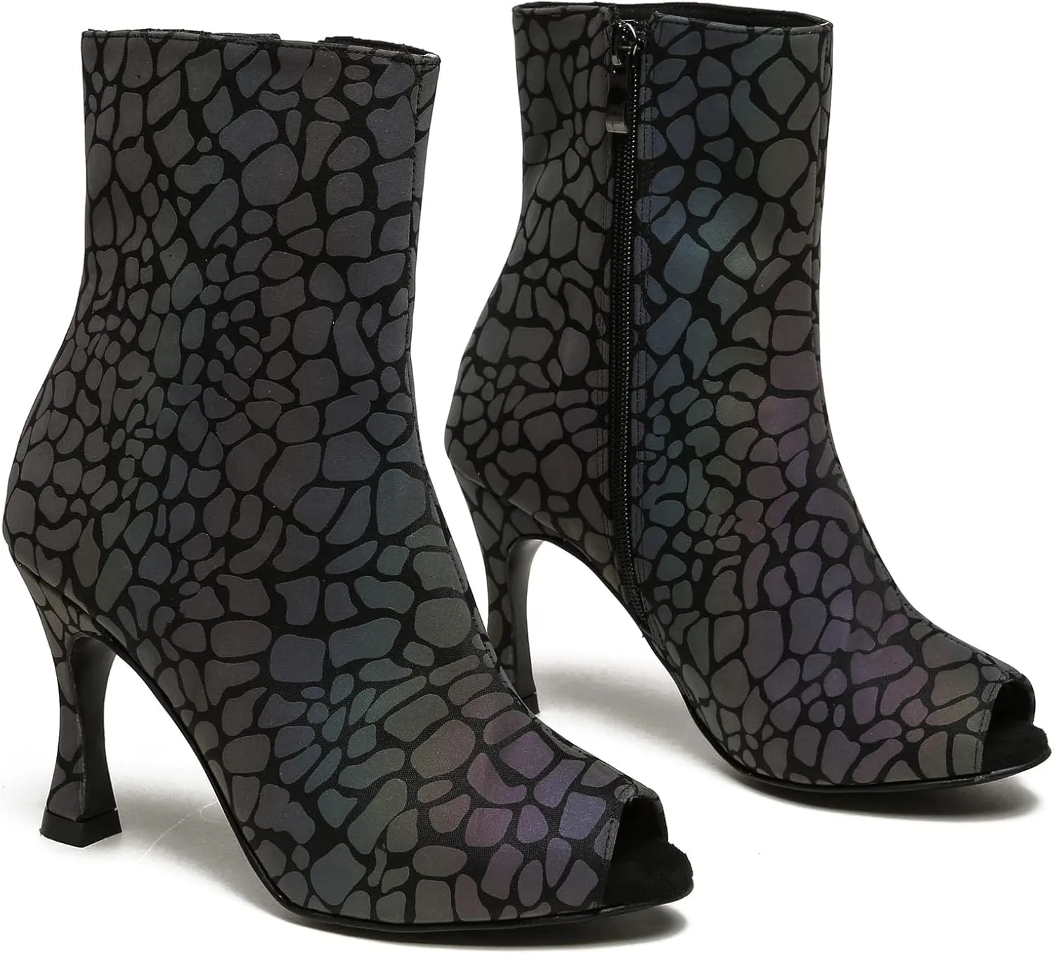 Womens Girls Party Dance Shoes Peep Toe Ballroom Dancing Ankle Booties