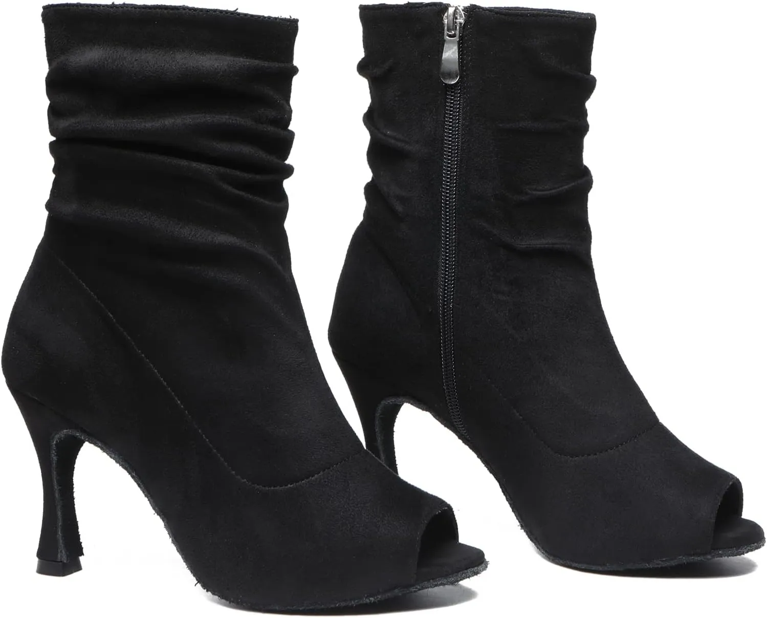 Womens Girls Party Dance Shoes Peep Toe Ballroom Dancing Ankle Booties