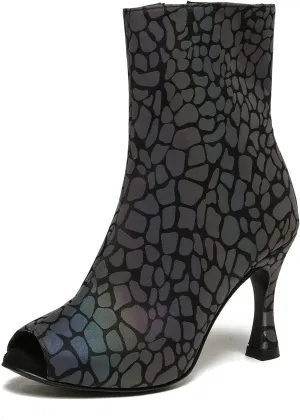 Womens Girls Party Dance Shoes Peep Toe Ballroom Dancing Ankle Booties