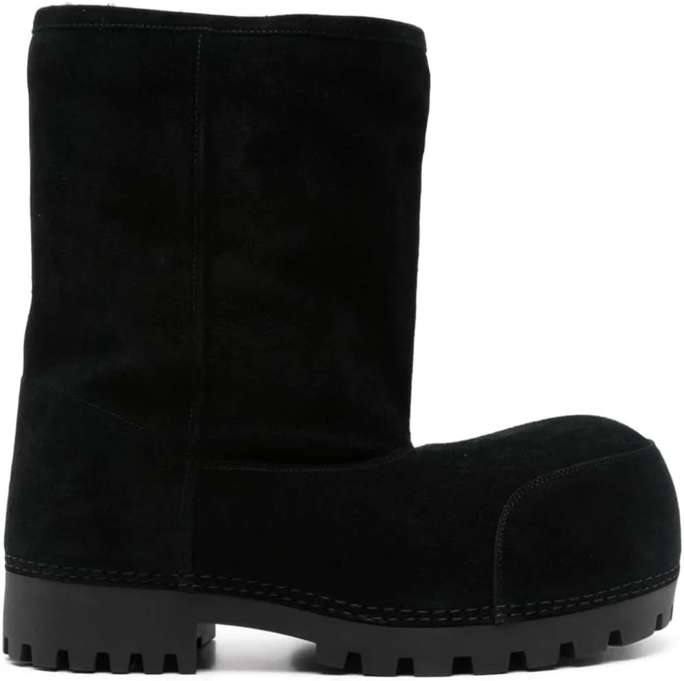 Women's Platform Snow Boots Suede Fur Hippy Mid Calf Winter Boots Classic Slip On Comfortable High Boots Chunky Trending Shoes