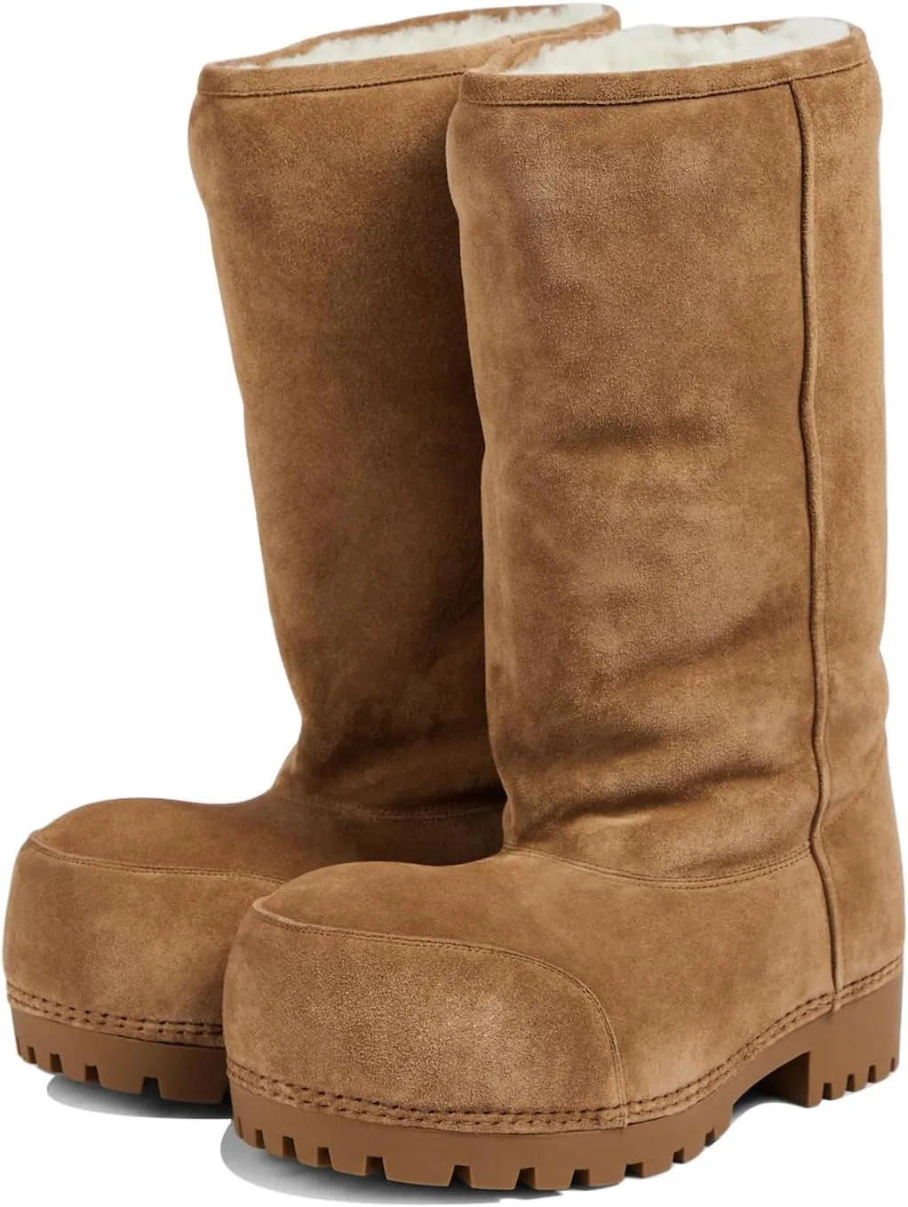 Women's Platform Snow Boots Suede Fur Hippy Mid Calf Winter Boots Classic Slip On Comfortable High Boots Chunky Trending Shoes