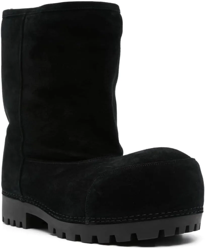 Women's Platform Snow Boots Suede Fur Hippy Mid Calf Winter Boots Classic Slip On Comfortable High Boots Chunky Trending Shoes