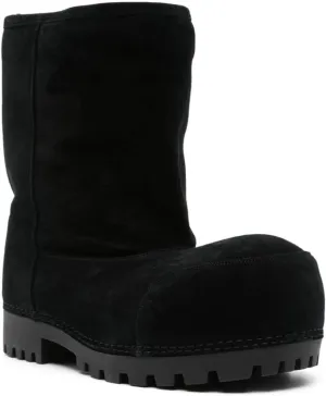 Women's Platform Snow Boots Suede Fur Hippy Mid Calf Winter Boots Classic Slip On Comfortable High Boots Chunky Trending Shoes