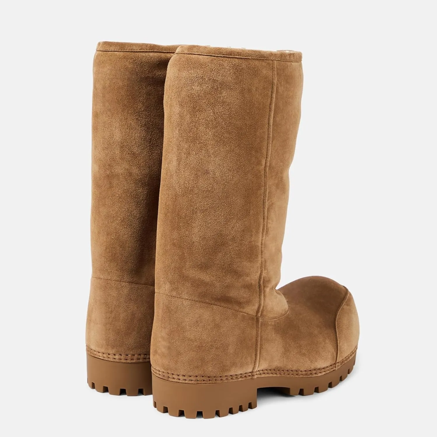 Women's Platform Snow Boots Suede Fur Hippy Mid Calf Winter Boots Classic Slip On Comfortable High Boots Chunky Trending Shoes