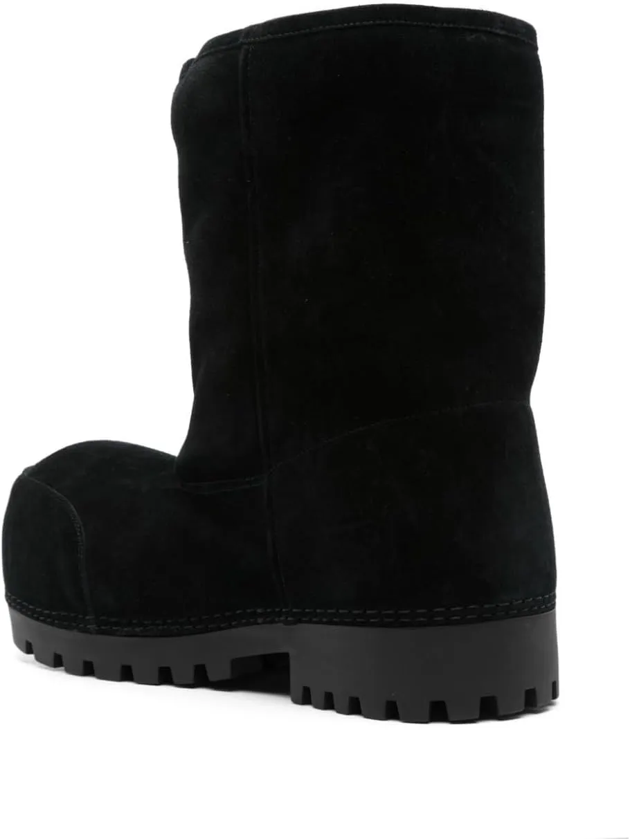 Women's Platform Snow Boots Suede Fur Hippy Mid Calf Winter Boots Classic Slip On Comfortable High Boots Chunky Trending Shoes