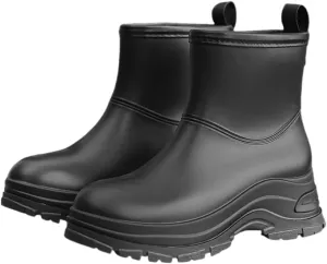 Women's Round Toe Rain Boots, Comfortable Elastic Ankle Boot, Fashion Waterproof Non-Slip Chunky Boots