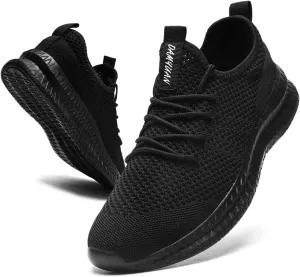 Womens Running Walking Shoes Tennis Slip On Fashion Sneakers Women Sport Workout Gym Shoes Womens Athletic Hiking Nurse Non Slip Lightweight Breathable Shoes Black US Size 8.5