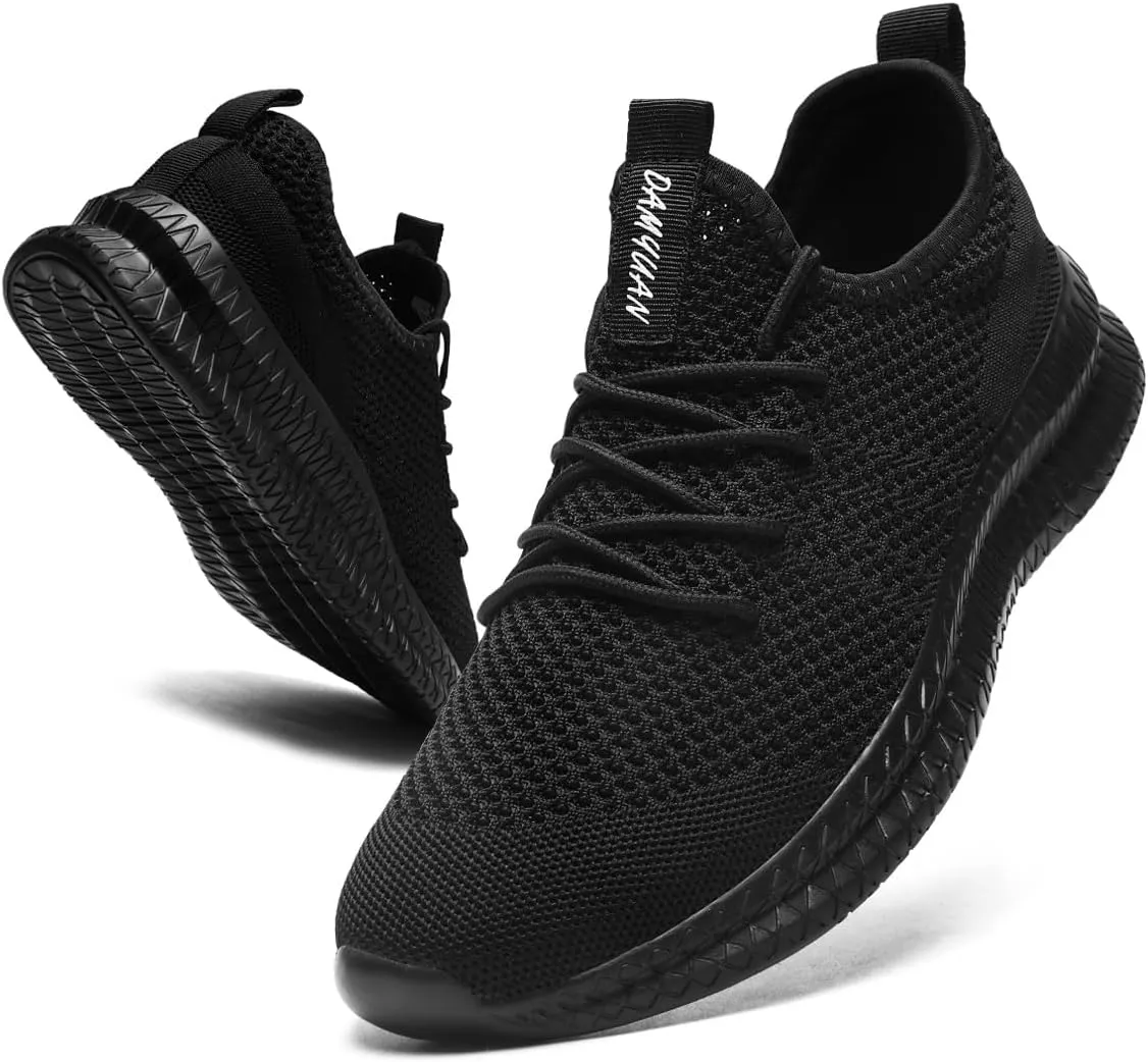 Womens Running Walking Shoes Tennis Slip On Fashion Sneakers Women Sport Workout Gym Shoes Womens Athletic Hiking Nurse Non Slip Lightweight Breathable Shoes Black US Size 8.5