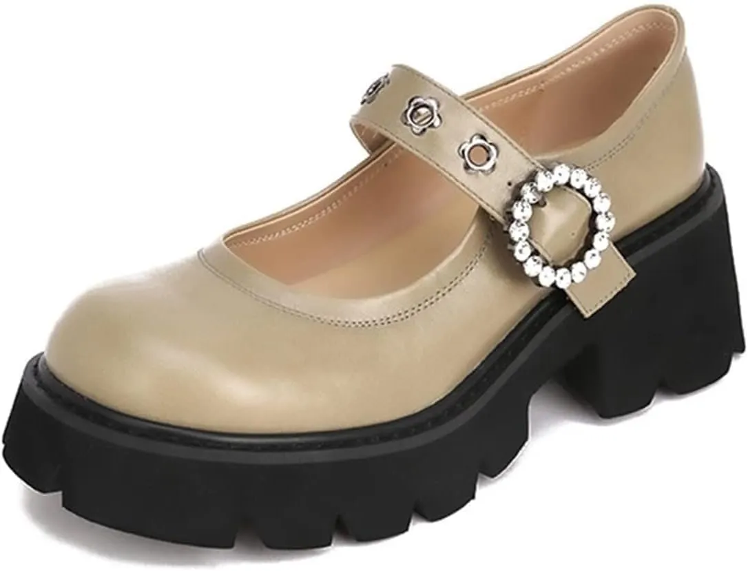 Womens Shoes Womans New Square Heel Round Toe Super High Shallow Pumps Platform Retro Lady Footwear